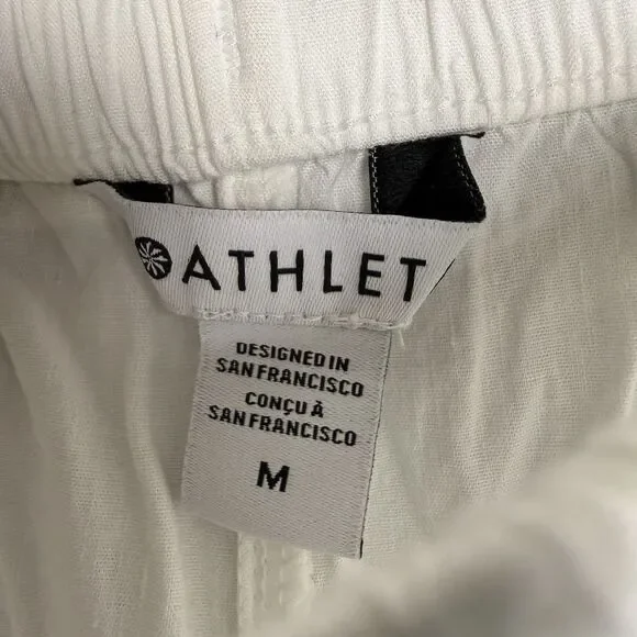NWT Athleta Paradise Wide Leg Pant White Women Size M Linen Blend Drawstring - Picture 9 of 15